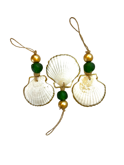 Gilded Scallop Coastal Holiday Ornament