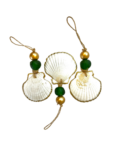 Gilded Scallop Coastal Holiday Ornament