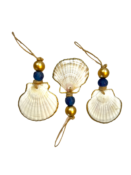 Gilded Scallop Coastal Holiday Ornament