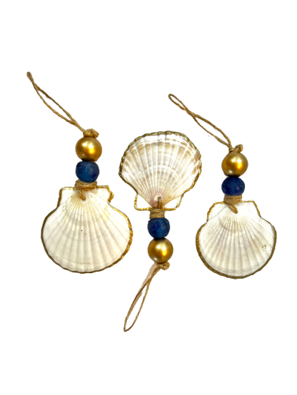 Gilded Scallop Coastal Holiday Ornament