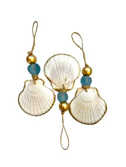 Gilded Scallop Coastal Holiday Ornament