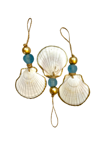 Gilded Scallop Coastal Holiday Ornament