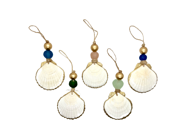 Gilded Scallop Coastal Holiday Ornament