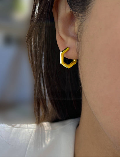 INNOVATE Hexagon Mini Hoop Earrings | 18K Gold Over Sterling Silver