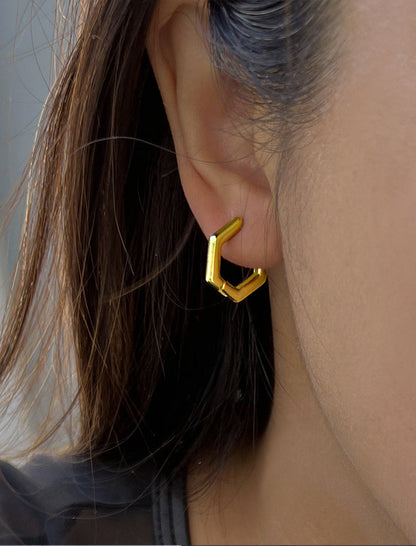 INNOVATE Hexagon Mini Hoop Earrings | Sterling Silver