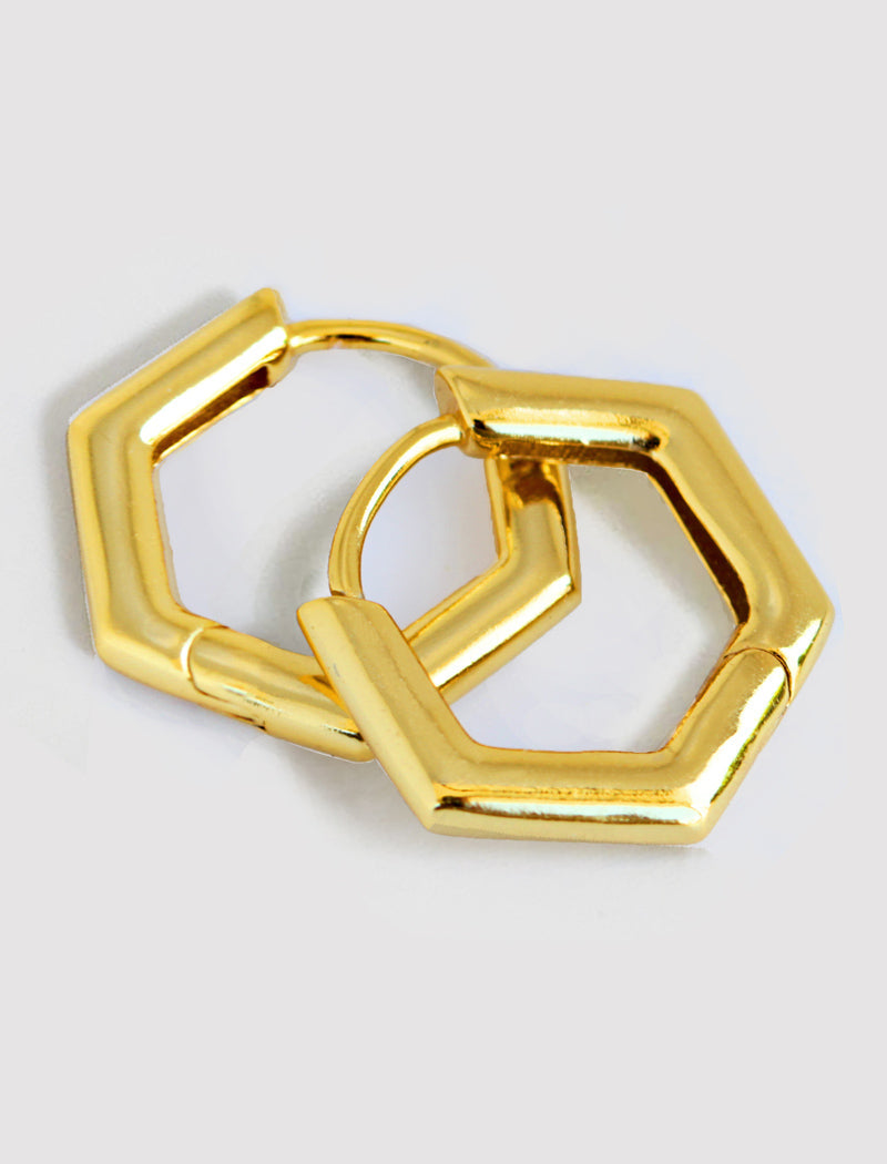 INNOVATE Hexagon Mini Hoop Earrings | 18K Gold Over Sterling Silver