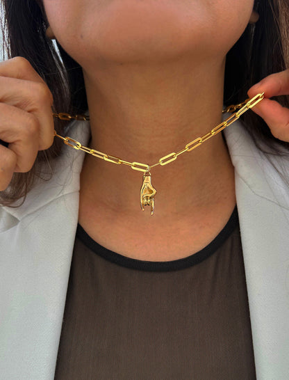 ITALIAN HAND Pendant Link Chain Necklace