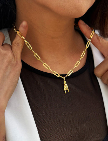 ITALIAN HAND Pendant Link Chain Necklace