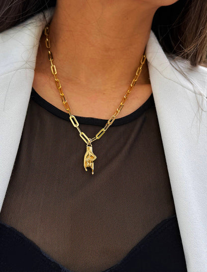 ITALIAN HAND Pendant Link Chain Necklace