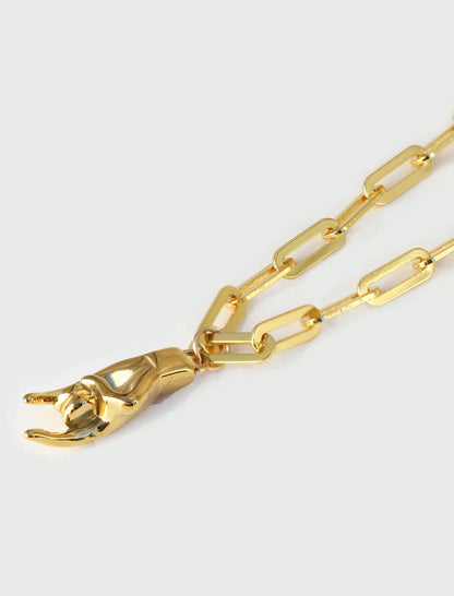 ITALIAN HAND Gold Charm Medium Paperclip Link Chain Bracelet | Waterproof