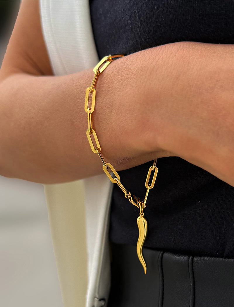 ITALIAN HORN Charm Medium Chain Bracelet