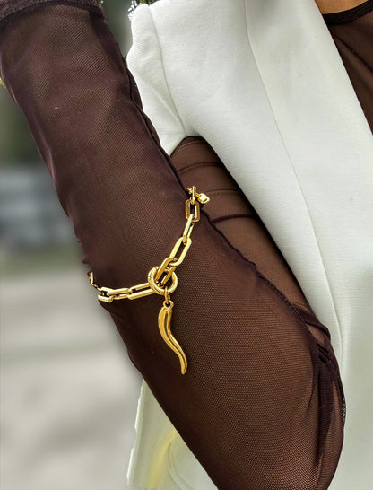 ITALIAN HORN Charm Medium Chain Bracelet