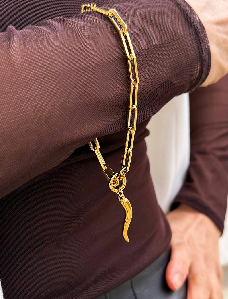 ITALIAN HORN Charm Medium Chain Bracelet