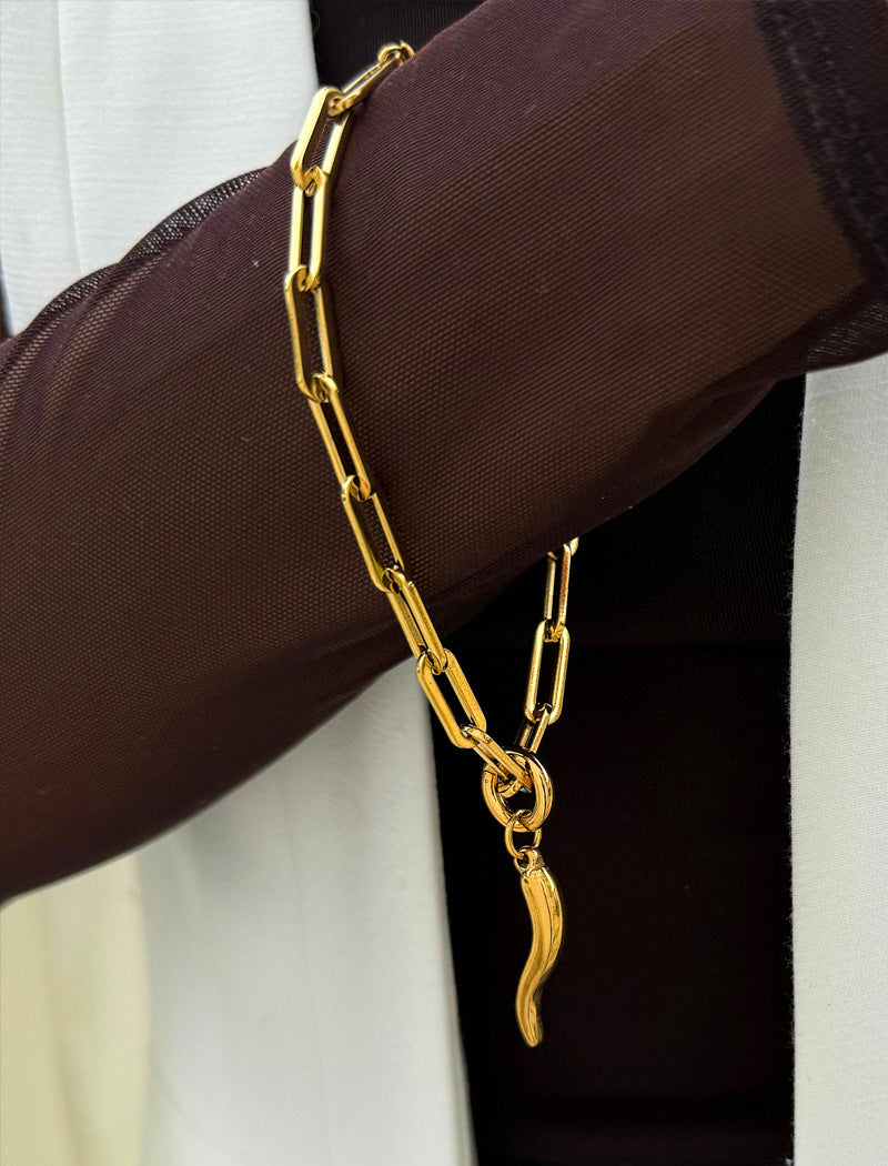 ITALIAN HORN Charm Medium Chain Bracelet