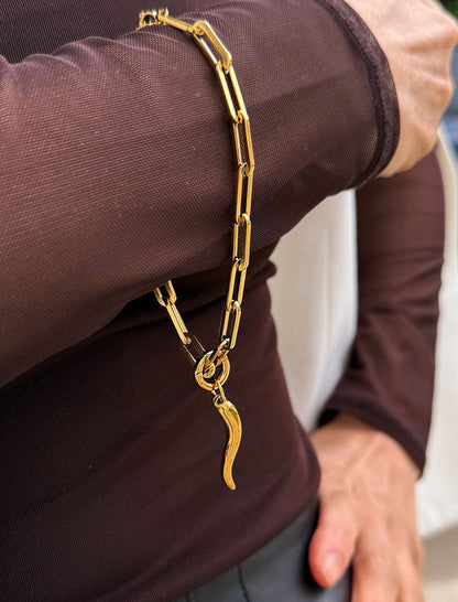 ITALIAN HORN Charm Medium Chain Bracelet