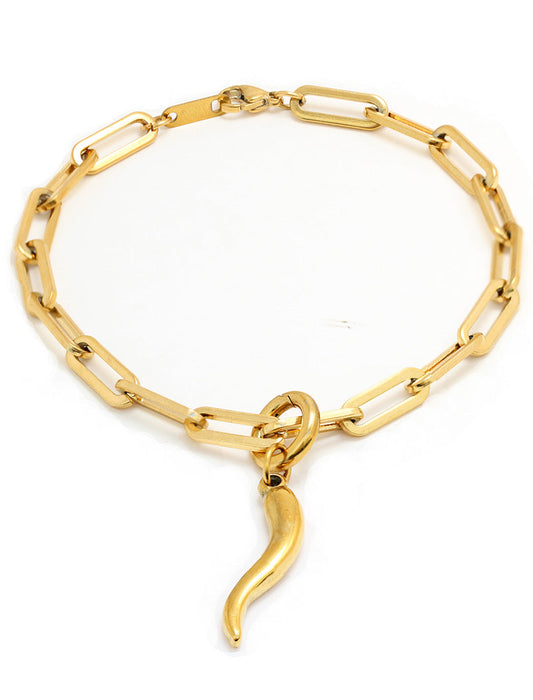 ITALIAN HORN Charm Medium Chain Bracelet