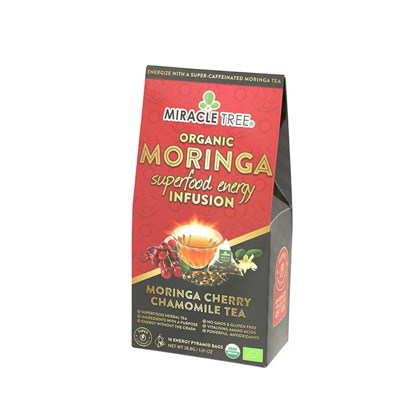 Organic Moringa Energy Tea - Cherry Chamomile - Natural Coffee Alternative