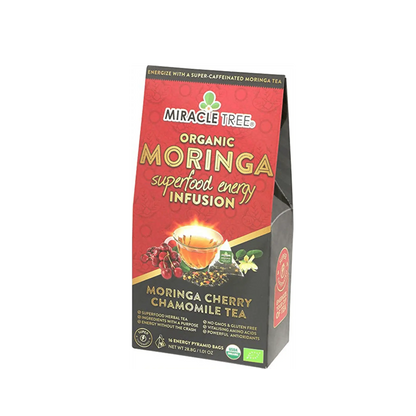 Organic Moringa Energy Tea - Cherry Chamomile - Natural Coffee Alternative