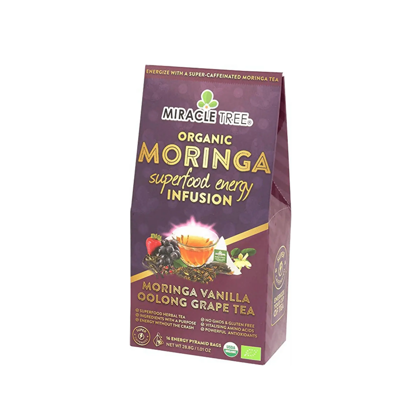 Organic Moringa Energy Tea - Grape Vanilla - Natural Coffee Alternative