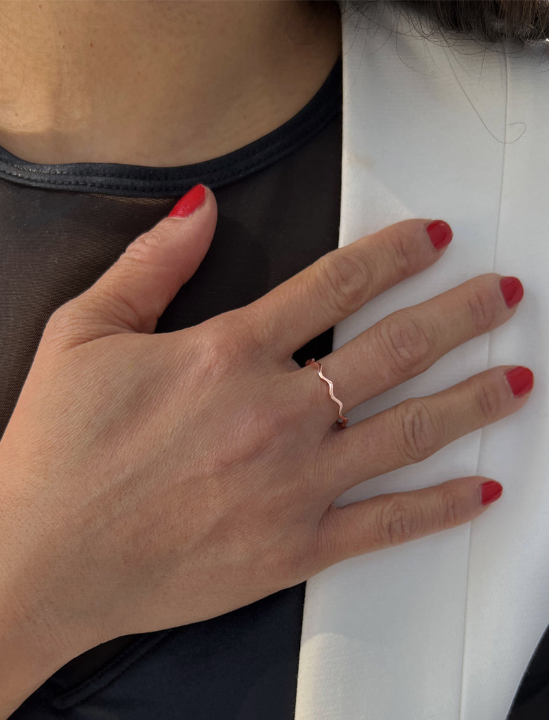 NOODLE Wavy Stacking Ring | 18K Rose Gold Over Sterling Silver