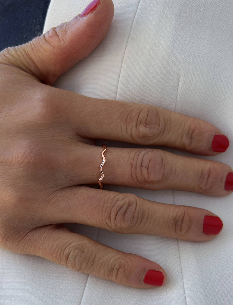 NOODLE Wavy Stacking Ring | 18K Rose Gold Over Sterling Silver