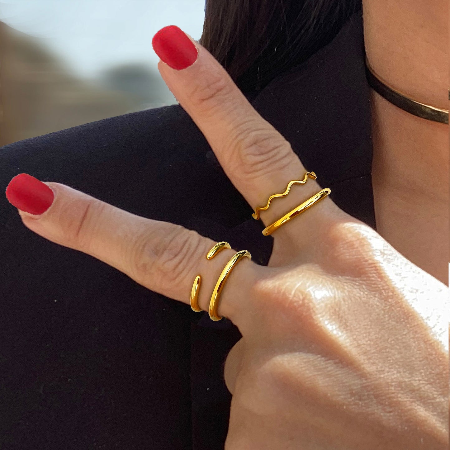 RAMEN NOODLE Wavy Stackable Ring | 18K Gold over Sterling Silver