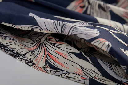 2024 Spring/Summer Women's Elegant Large Swing Skirt With Round Neck Printed Short Sleeved Dress