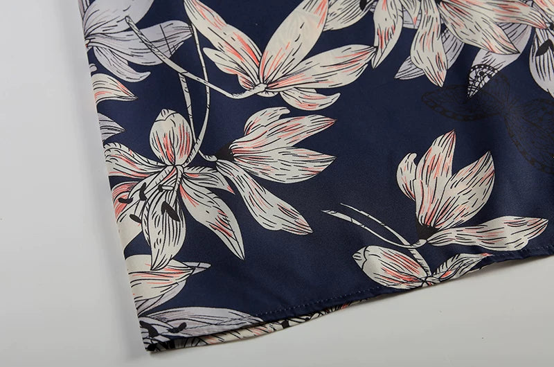 2024 Spring/Summer Women's Elegant Large Swing Skirt With Round Neck Printed Short Sleeved Dress