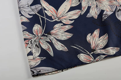 2024 Spring/Summer Women's Elegant Large Swing Skirt With Round Neck Printed Short Sleeved Dress