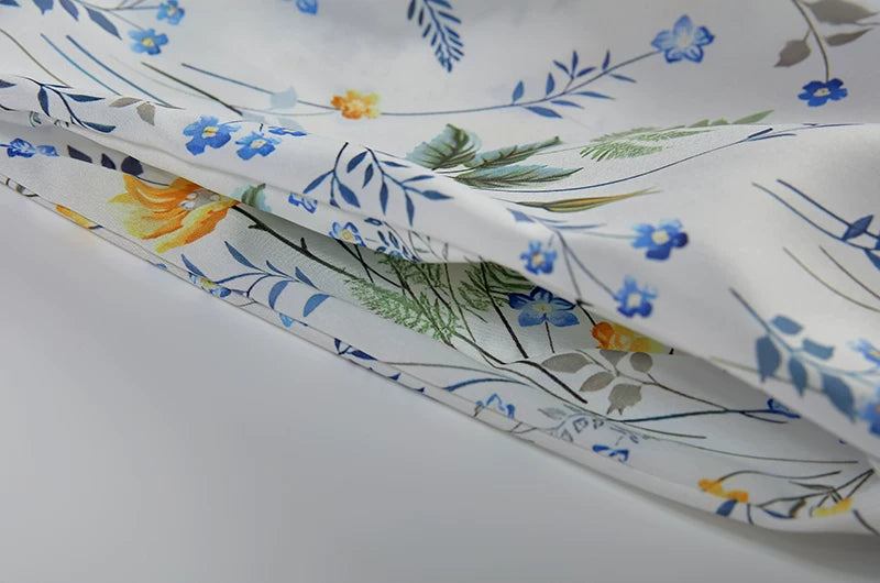 2024 Spring/Summer Women's Elegant Large Swing Skirt With Round Neck Printed Short Sleeved Dress