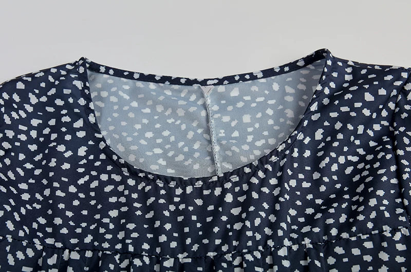 2024 Spring/Summer Women's Elegant Large Swing Skirt With Round Neck Printed Short Sleeved Dress