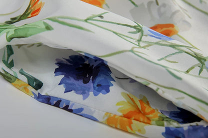 2024 Spring/Summer Women's Elegant Large Swing Skirt With Round Neck Printed Short Sleeved Dress