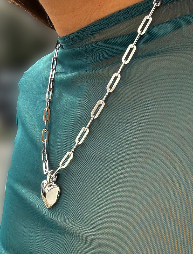 PUFFY HEART Pendant Chain Necklace