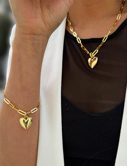 PUFFY HEART Charm Medium Chain Bracelet