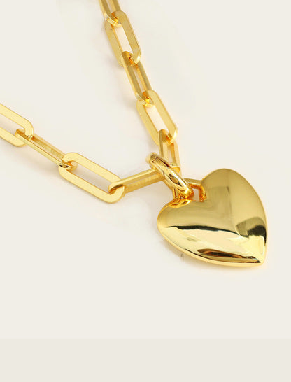 PUFFY HEART Charm Medium Paperclip Chain Bracelet