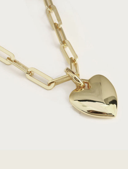 PUFFY HEART Pendant Chain Necklace