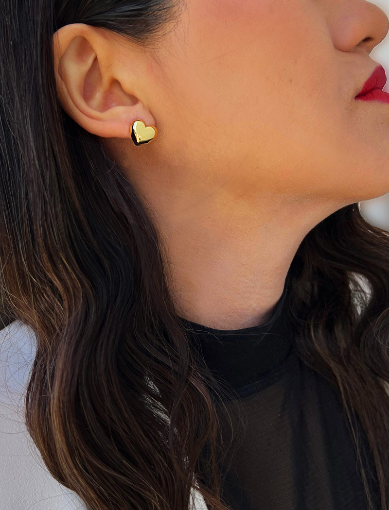 PUFFY HEART Stud Earrings