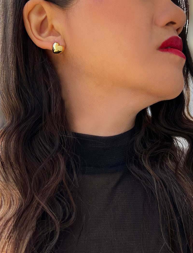 PUFFY HEART Stud Earrings
