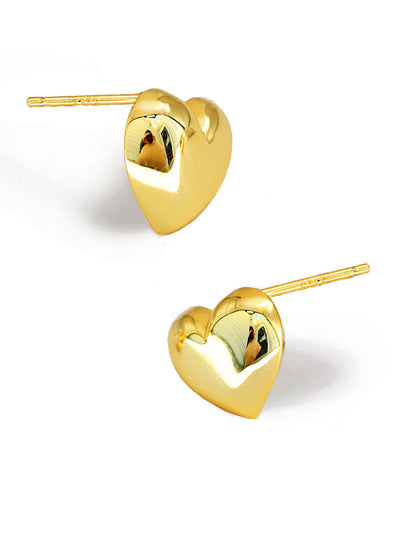 PUFFY HEART Stud Earrings | 18K Gold Over Sterling Silver