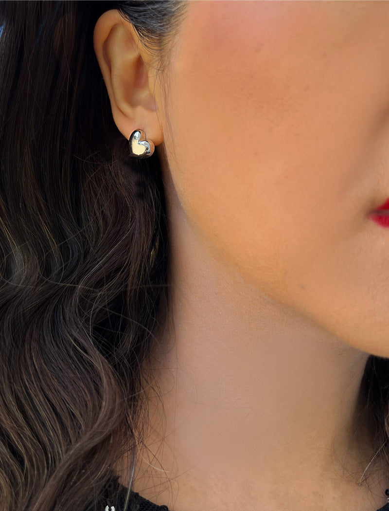 PUFFY HEART Stud Earrings | 18K Gold Over Sterling Silver