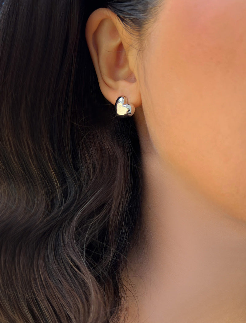 PUFFY HEART Stud Earrings | 18K Gold Over Sterling Silver