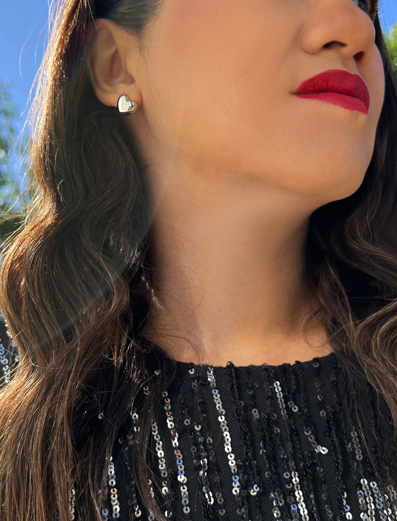 PUFFY HEART Stud Earrings