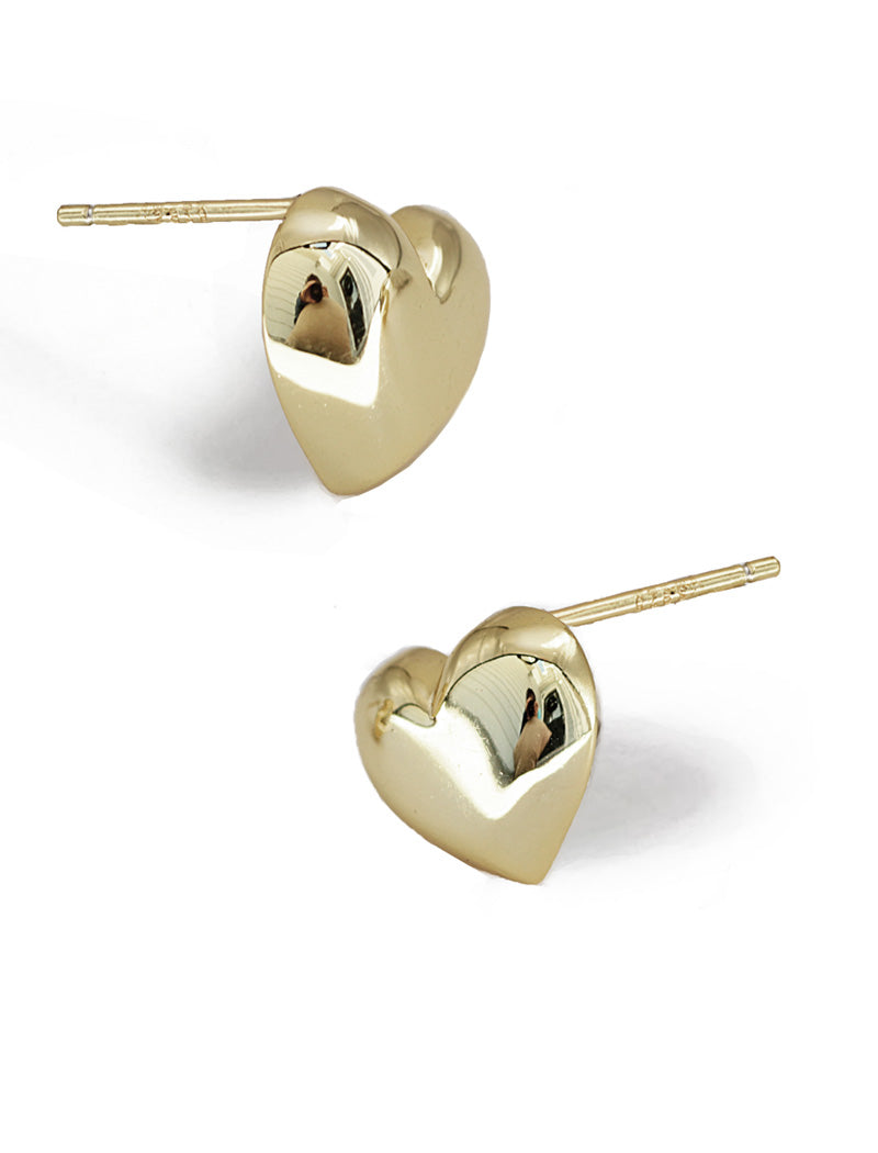 PUFFY HEART Stud Earrings | 18K Gold Over Sterling Silver