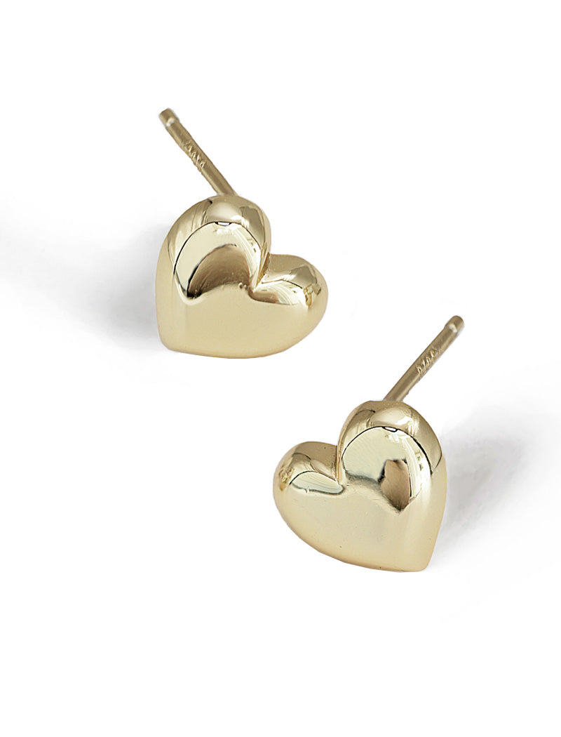 PUFFY HEART Stud Earrings | 18K Gold Over Sterling Silver