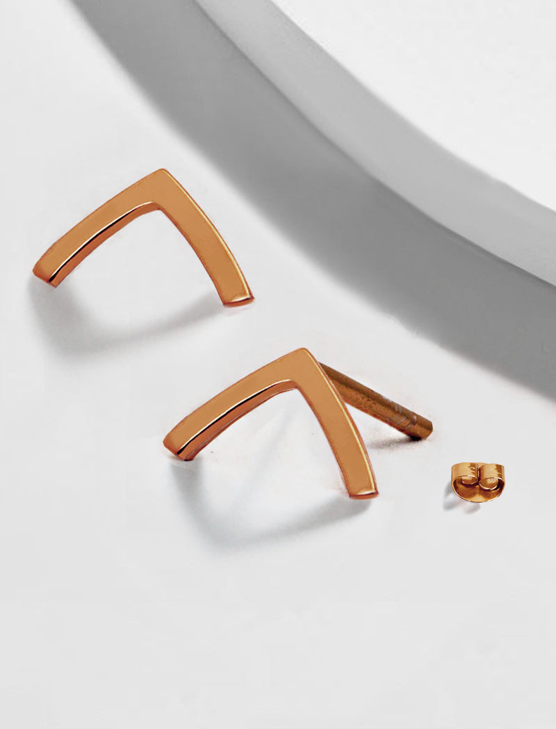 TRILL 2-Way Wishbone Stud Earrings | 18K Rose Gold & Sterling Silver