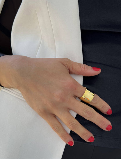 RICH Thick Cigar Band Ring | 18K Gold Vermeil
