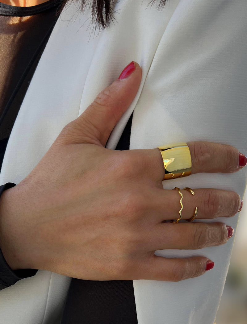 RAMEN NOODLE Wavy Stackable Ring | 18K Gold over Sterling Silver