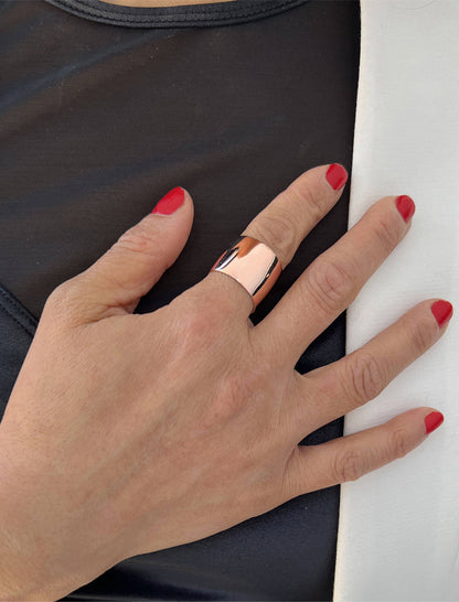 RICH Wide Cigar Band Ring | 18K Rose Gold Over Sterling Silver