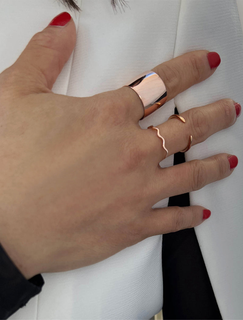 RICH Wide Cigar Band Ring | 18K Rose Gold Over Sterling Silver