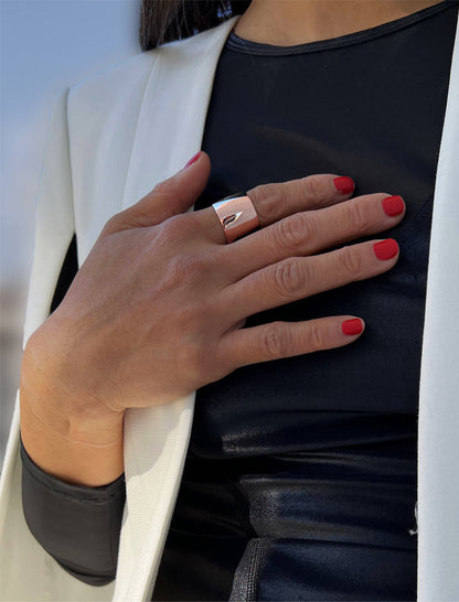 RICH Wide Cigar Band Ring | 18K Rose Gold Over Sterling Silver